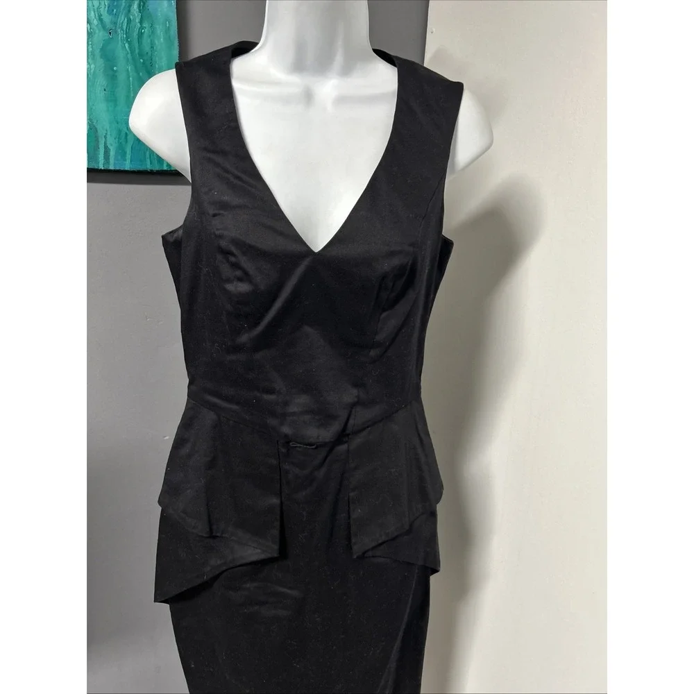 Vince Camuto‎ Women's 2 Black Mini Dress Sleeveless Peplum Sexy Clubwear LBD